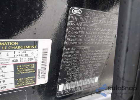 2016 Land Rover Range Rover Sport 3.0L V6 Supercharged Hse z USA, uszkodzony, nr VIN SALWR2PF5GA658898